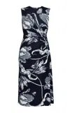 Erdem Sleevess Draped Midi Dress In Blue