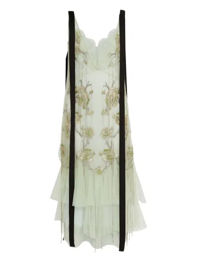 Erdem Slip Cocktail Midi Dress In Green