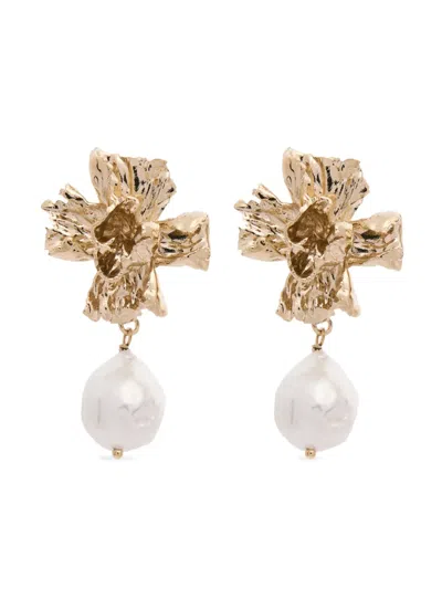Erdem Small Carnation Drop Earrings In Gold