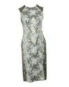Erdem Snakeskin Print Dress With Lace Detail In Grey Viscose In Grey