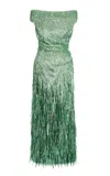 Erdem Spike-sequined Cocktail Dress In Green