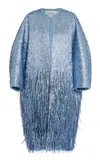 Erdem Spike-sequined Cocoon Coat In Light Blue