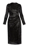 Erdem Spike-sequined Draped Cocktail Dress In Black