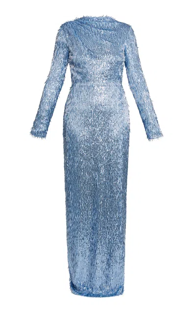 Erdem Spike-sequined Gown In Light Blue