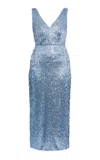 Erdem Spike-sequined Sleeveless Cocktail Dress In Light Blue