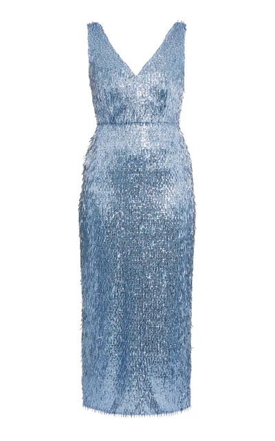 Erdem Spike-sequined Sleeveless Cocktail Dress In Light Blue