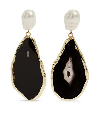 Erdem Stone Drop Earrings In Black