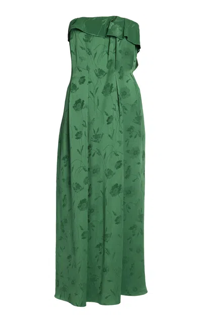 Erdem Strapless Creponne Maxi Dress In Green