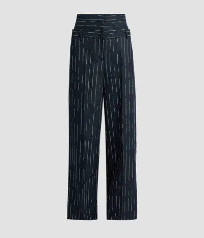 Erdem Stripe Tailoring Wide Leg Trouser In Blue