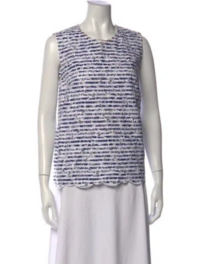 Pre-owned Erdem Striped Crew Neck Top In White