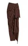 Erdem Striped Draped Midi Skirt In Brown