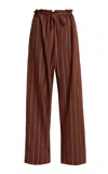 Erdem Striped Drawstring Wide-leg Pants In Brown