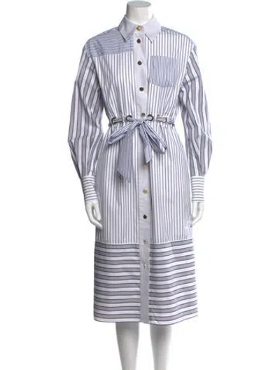 Pre-owned Erdem Striped Midi Length Dress In Blue