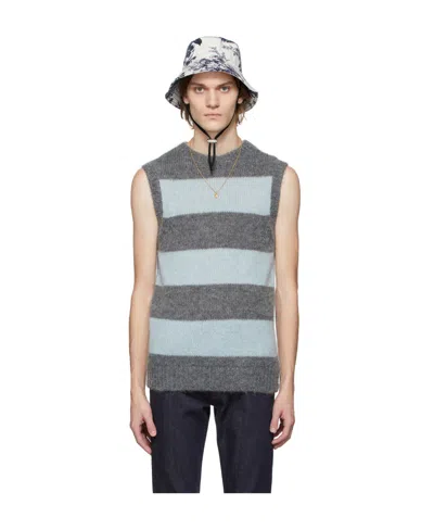 Erdem Striped Sleeveless Knitted Pullover In Black