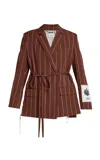 Erdem Striped Tie-waist Blazer In Brown