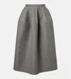Erdem Striped Wool And Mohair Flannel Midi Skirt In Gray