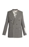 Erdem Striped Wool Blazer In Grey