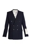 Erdem Striped Wool Blazer In Navy