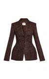 Erdem Striped Wool-blend Blazer In Purple