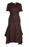 Erdem Striped Wool-blend Midi Dress In Purple