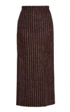 Erdem Striped Wool-blend Midi Skirt In Purple