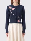 Erdem Embroidered Fitted Cardigan In Blue