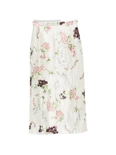 Erdem Textured Floral Skirt In White