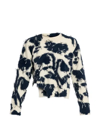 Erdem Textured Floral-knit Sweater In Neutral