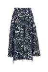 Erdem Textured Long Cotton Blend Skirt In Blue