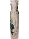 Erdem Textured Satin Dress In Purple