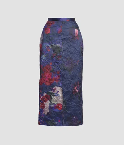 Erdem Textured Satin Pencil Skirt
