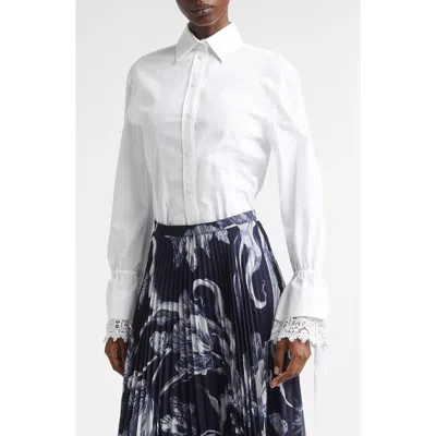 Erdem Tie Cuff Cotton Button-up Shirt In White