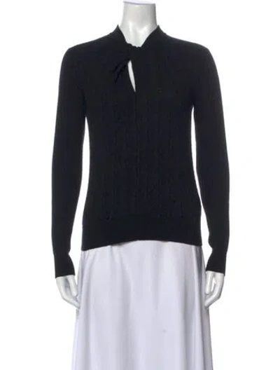Pre-owned Erdem Tie Neck Long Sleeve Top In Black