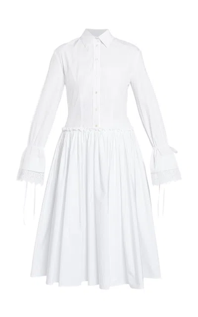 Erdem Tie-waist Cotton Midi Dress In White
