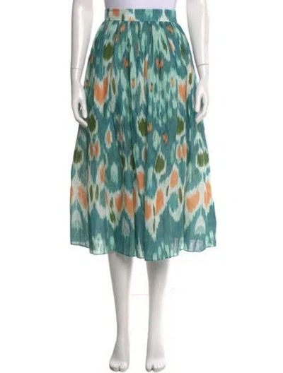 Pre-owned Erdem Tie-dye Print Midi Length Skirt W/ Tags In Green