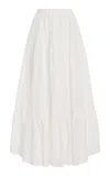 Erdem Gathered Cotton Broderie Midi Skirt