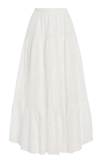 ERDEM TIERED COTTON LACE FULL MAXI SKIRT