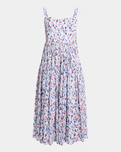 Erdem Tiered Fit-and-flare Midi Dress In Blue