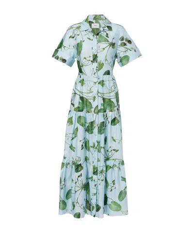 Erdem Tiered Floral Cotton Midi Dress In Multi