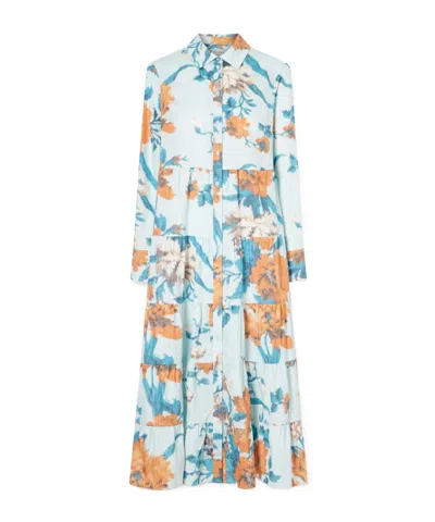 Erdem Tiered Floral-print Cotton Midi Dress In Multi