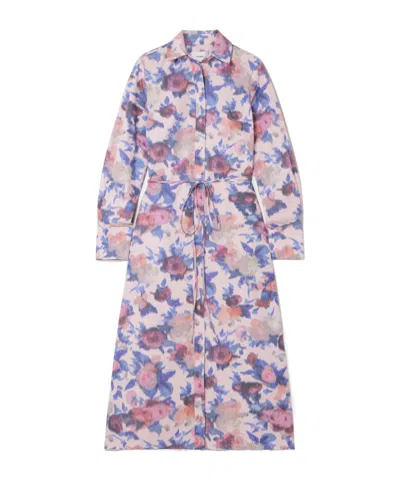 Erdem Belted Floral-print Cotton-poplin Midi Shirt Dress In Multi