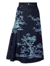 Erdem Tree-print Midi Skirt In Blue