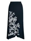 Erdem Etching Jacquard A-line Knit Midi Skirt In Navy