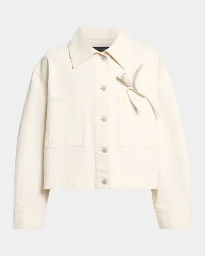 Erdem Tulip Applique Oversized Denim Jacket In Neutral