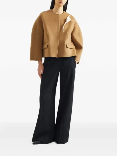 Erdem Tulip-brooch Jacket In Brown
