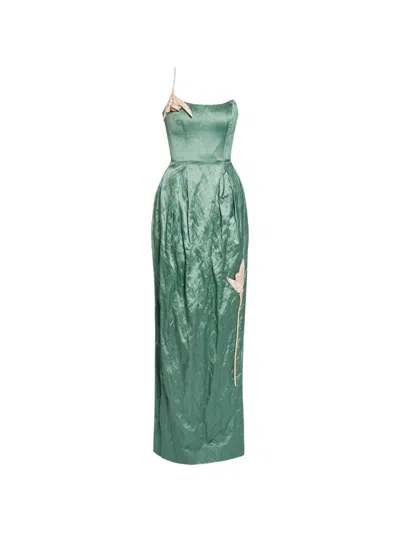 Erdem Tulip-embroidery Gown In Green