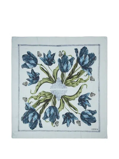 Erdem Tulip-print Scarf In Purple