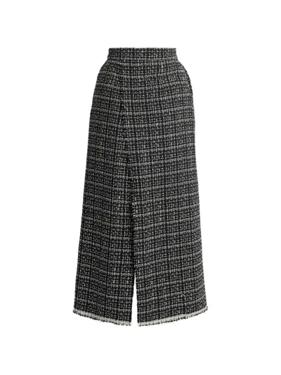 Erdem Tweed Frayed-edge Skirt In Multi