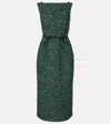 Erdem Tweed Midi Dress In Green