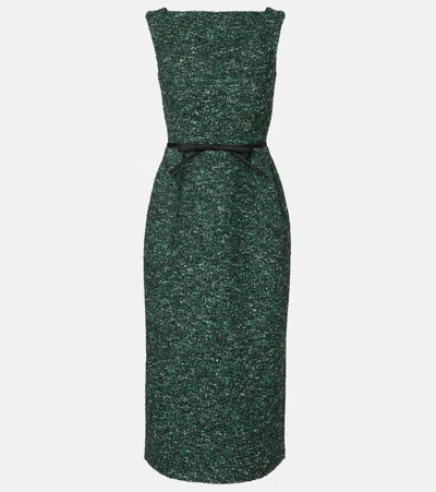 Erdem Tweed Midi Dress In Green